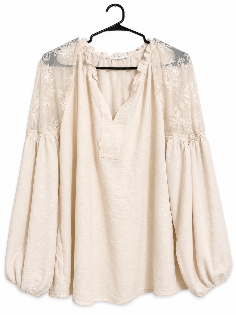 Ivory Lace Sleeve Blouse Boho Flowy Top Long Sleeve Lightweight Maurice’s